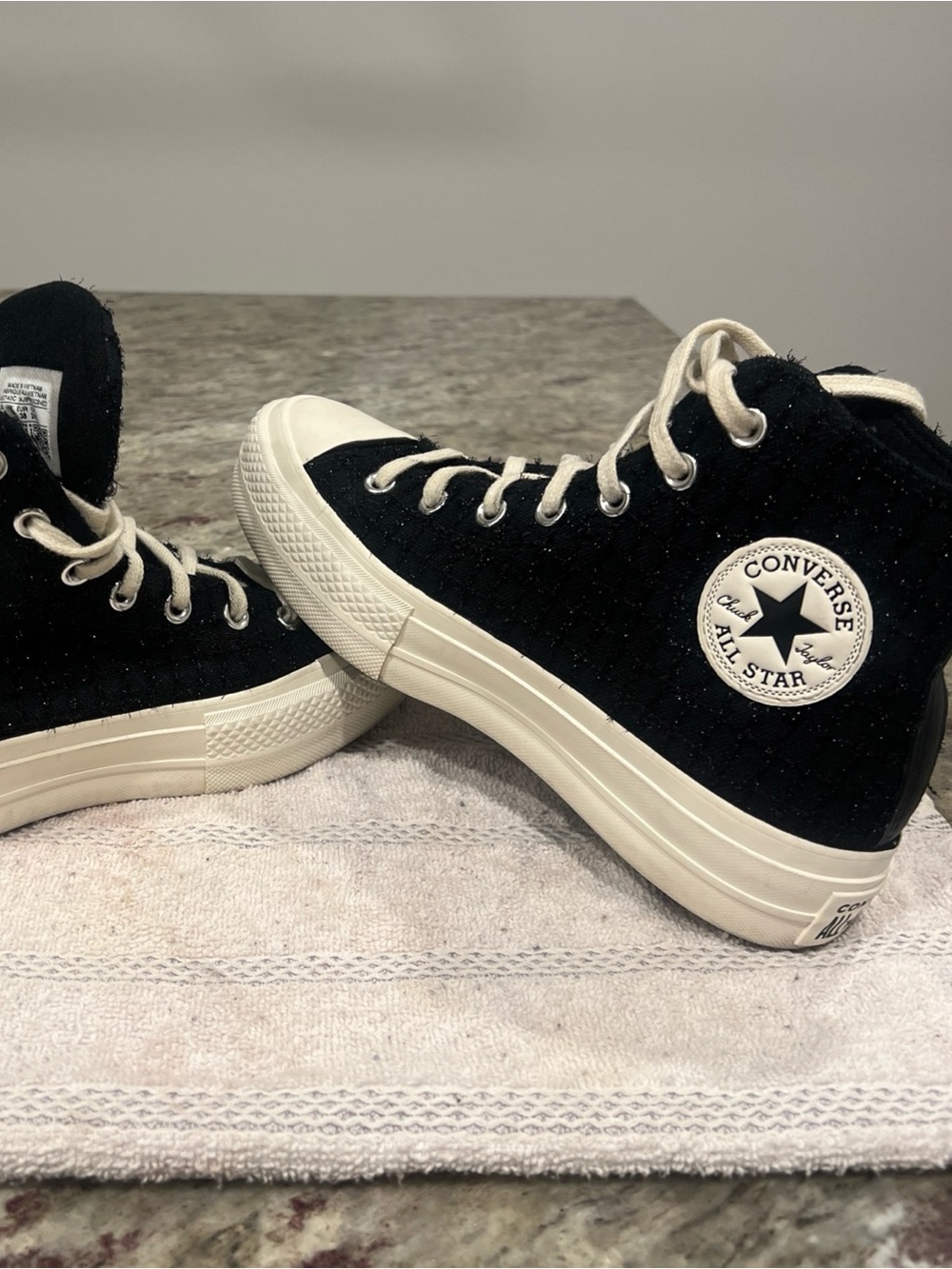 Converse Chuck Taylor All Star Lift Platform Tweed Shimmer Black Size 7.5 Womens